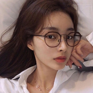 小红书复古茶色眼镜框网红素颜防蓝光学生眼镜女圆框近视可配度数