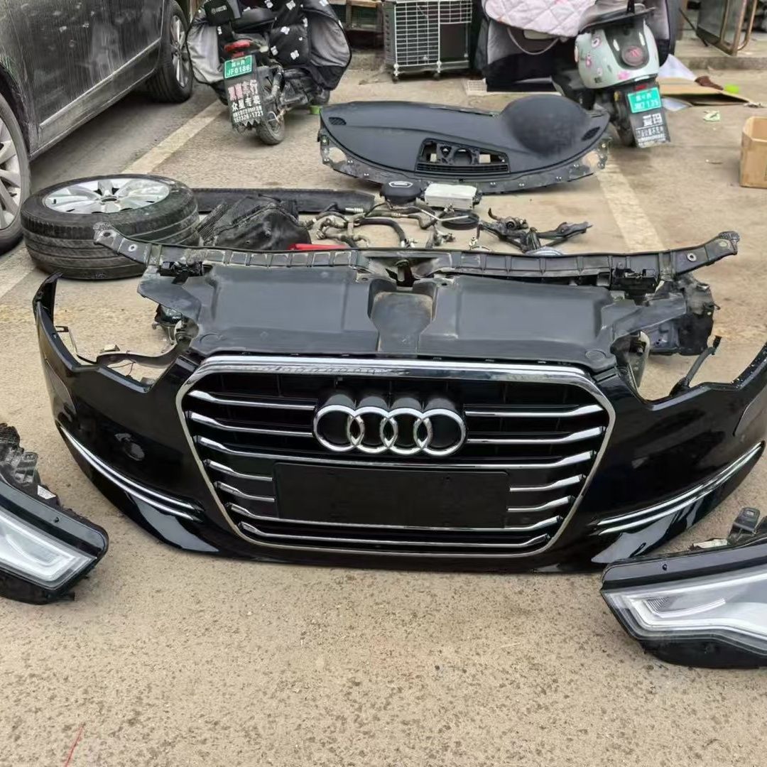奥迪A6LC7前嘴总成前杠中网大灯水箱框架防撞梁电子扇前头