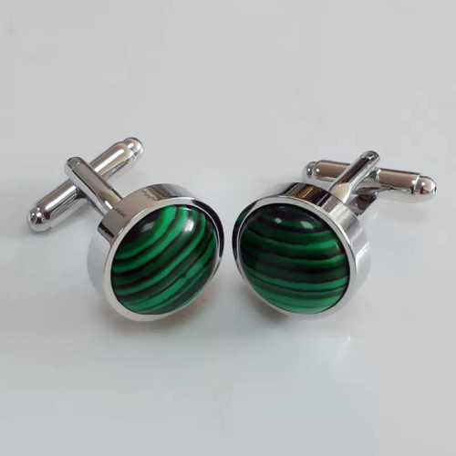 高档天然绿松石袖扣男士商务宴会袖钉法式衬衫纽扣Cufflinks