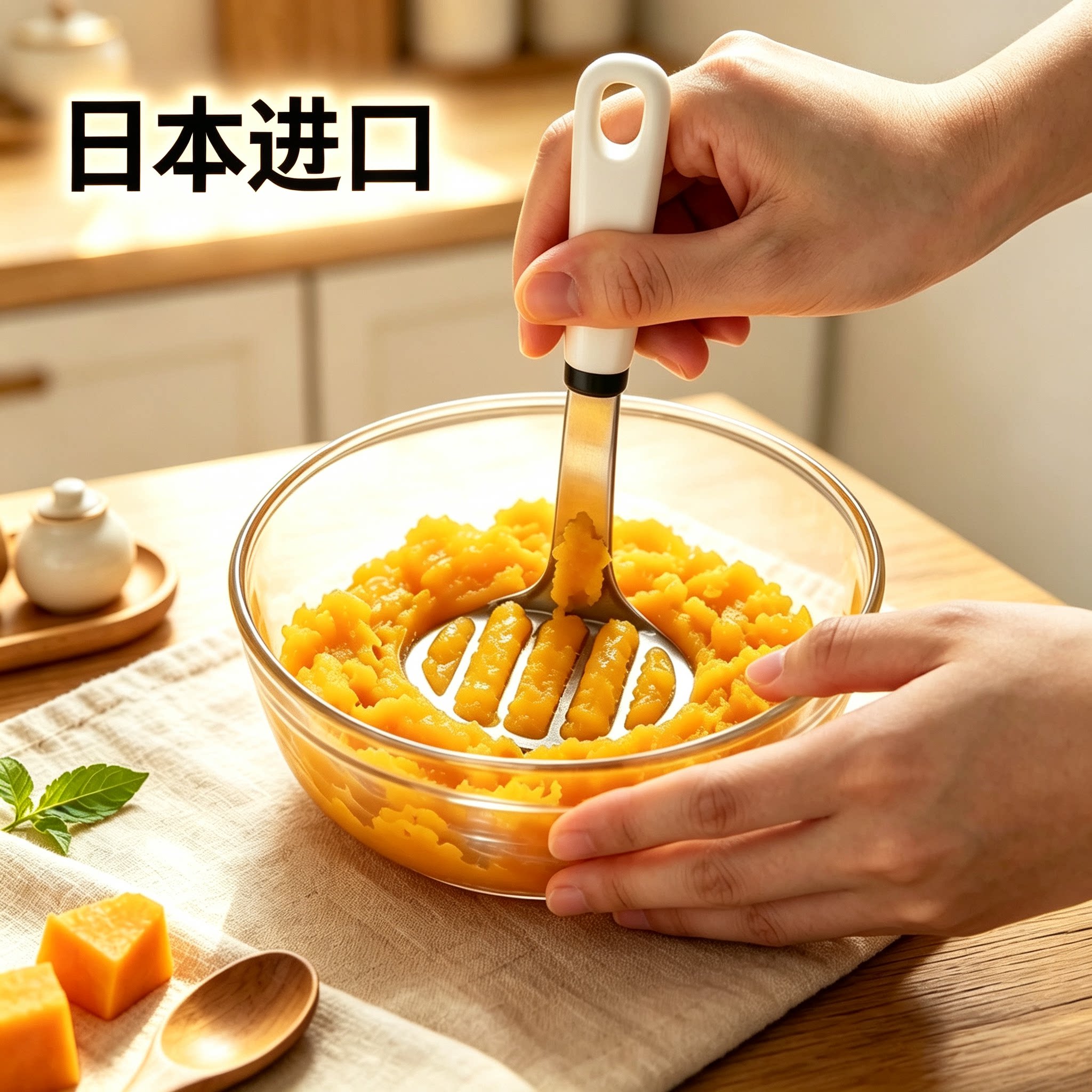 日本进口压土豆泥神器婴儿宝宝辅食工具不锈钢捣泥器食品级捣碎器