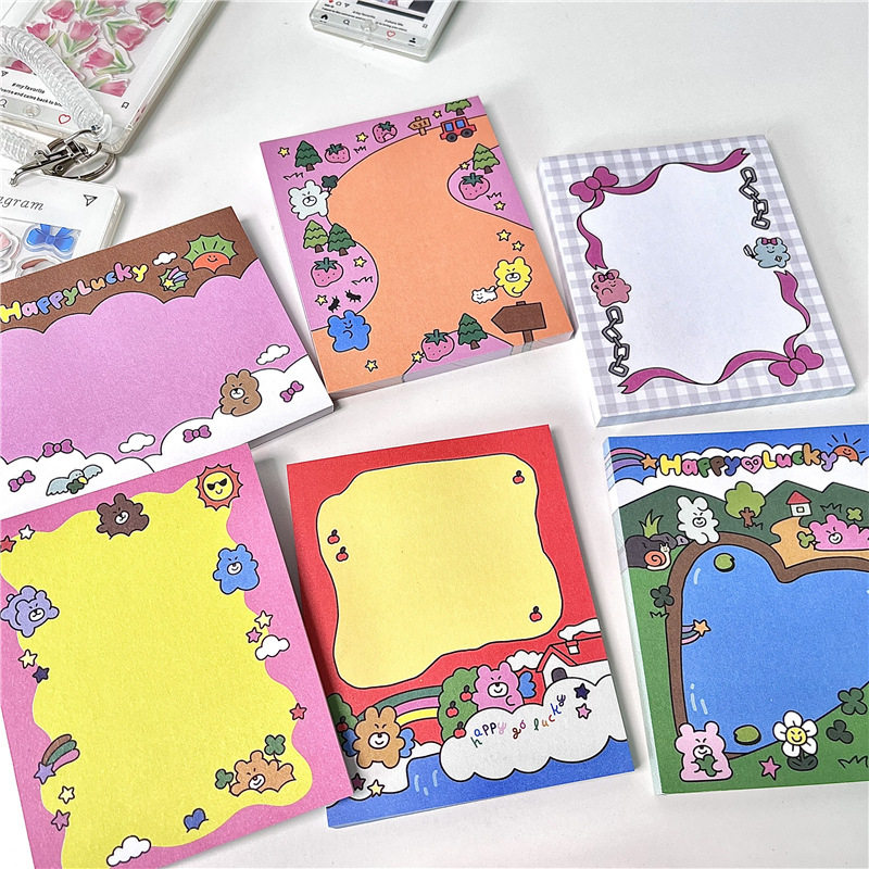 美式复古ins风可爱小熊蒸汽波涂鸦风格记事本备忘录手帐素材便签