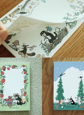 韩国正版huginn可爱夏日猫猫便签分装韩系盐系清新手帐素材装饰