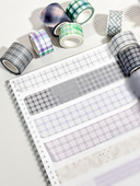 咖啡米色豆沙色格子格纹打底基础胶带分装 四朵花盐系ins手帐素材