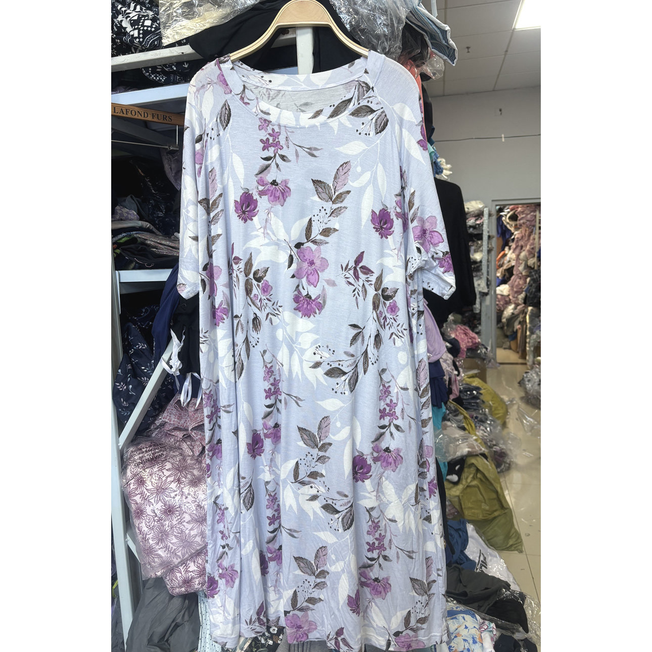 欧美出口特价~夏竹纤维中长款大码宽松女裙子加肥家居短袖睡衣裙