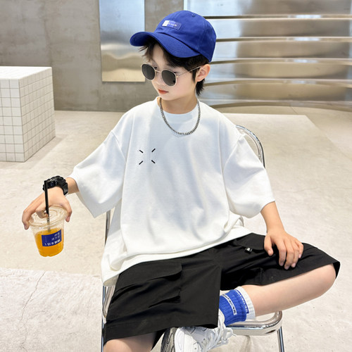 重磅220克纯棉男童短袖T恤