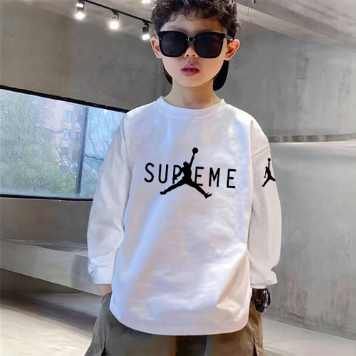 长袖中大童白色秋T恤上衣服潮t