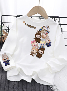 白色纯棉女童长袖t恤2025新款爆款秋季长袖打底衫儿童圆领上衣潮