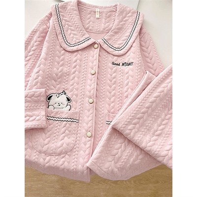 美梦2025新款睡衣女秋冬季长袖空气棉夹层纯棉保暖甜美大码春秋家