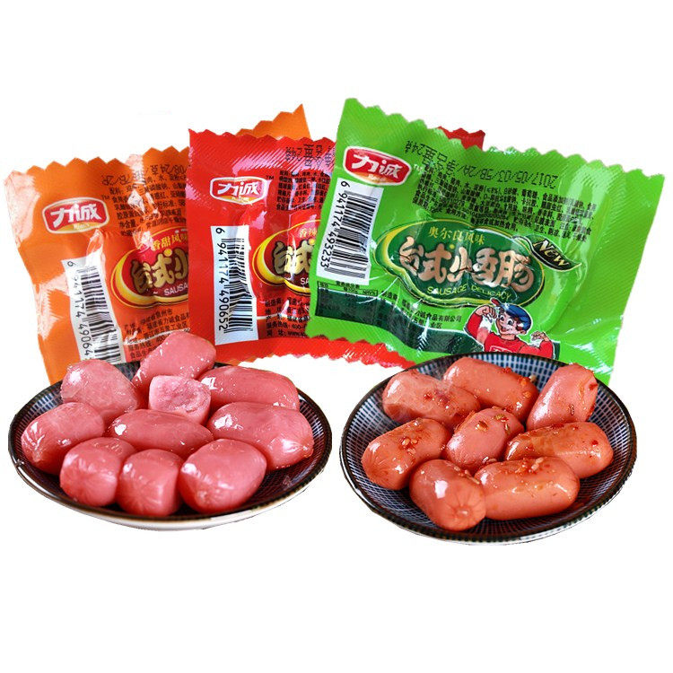力诚台式小香肠30包 香甜/香辣风味迷你即食火腿肠小肉枣肉粒零食