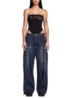 万能搭的bodysuit 抹胸 黑色logo款侧拉链连体衣