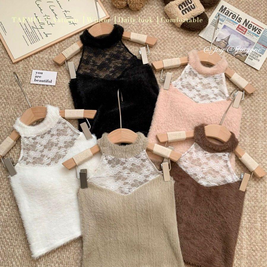 蕾丝挂脖吊带背心纯欲毛毛抹胸上衣半高领打底衫2026春季新款女装,女装/女士精品,抹胸,淘宝优惠券,粉丝福利购,淘宝优惠卷
