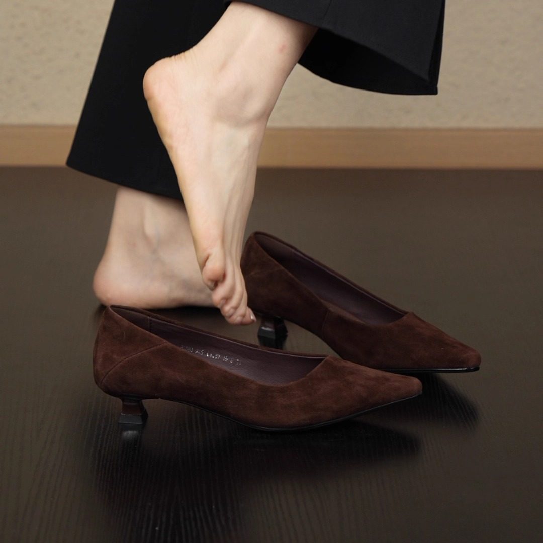 nnmiss/3cm气质极简风方头一脚蹬单鞋百搭通勤浅口舒适低跟工作鞋