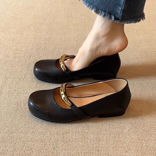 金属一字带圆头玛丽珍简约百搭浅口单鞋 1.5cm时尚 nnmiss·34