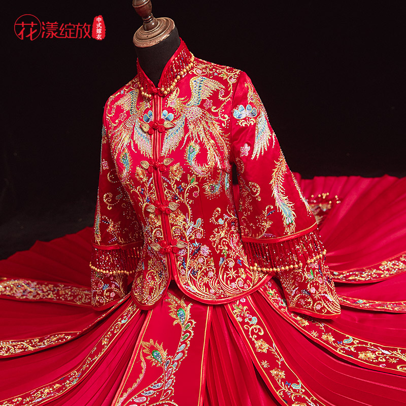 秀禾服新娘新款春结婚嫁衣新娘婚纱礼服中式婚服结婚敬酒服