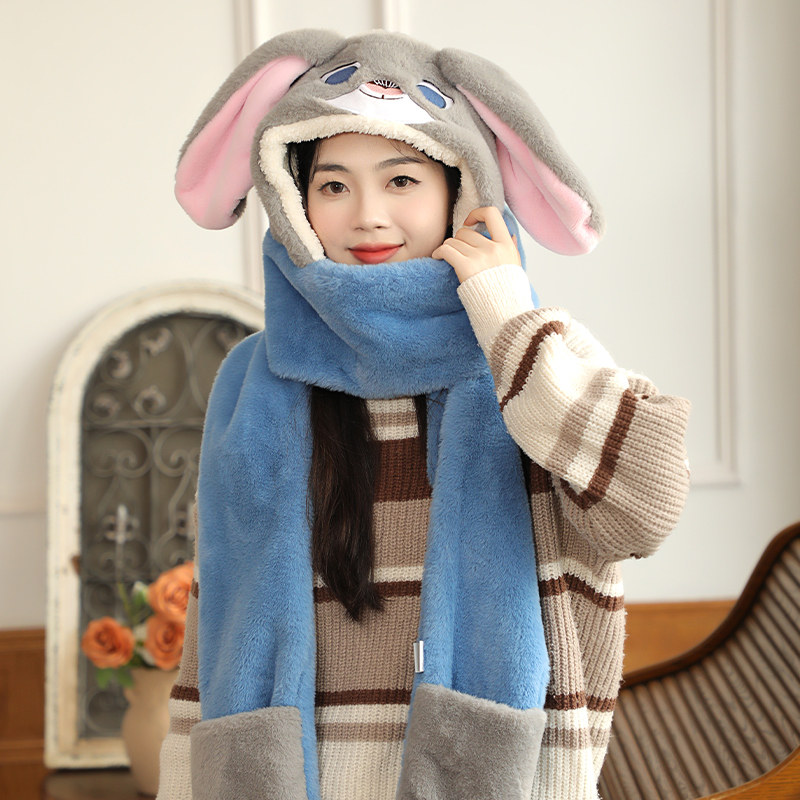 麦斯卡正版朱迪狐狸毛绒帽子围巾