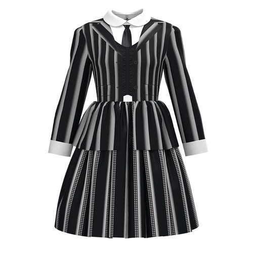 欧美星期三黑色连衣裙亚当斯COS服装万圣节亚当斯一家圣诞表演服