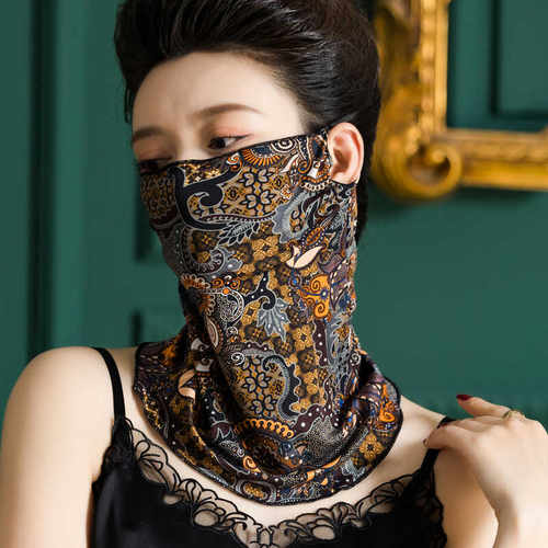 夏季真丝蒙面罩围脖女防晒防尘薄