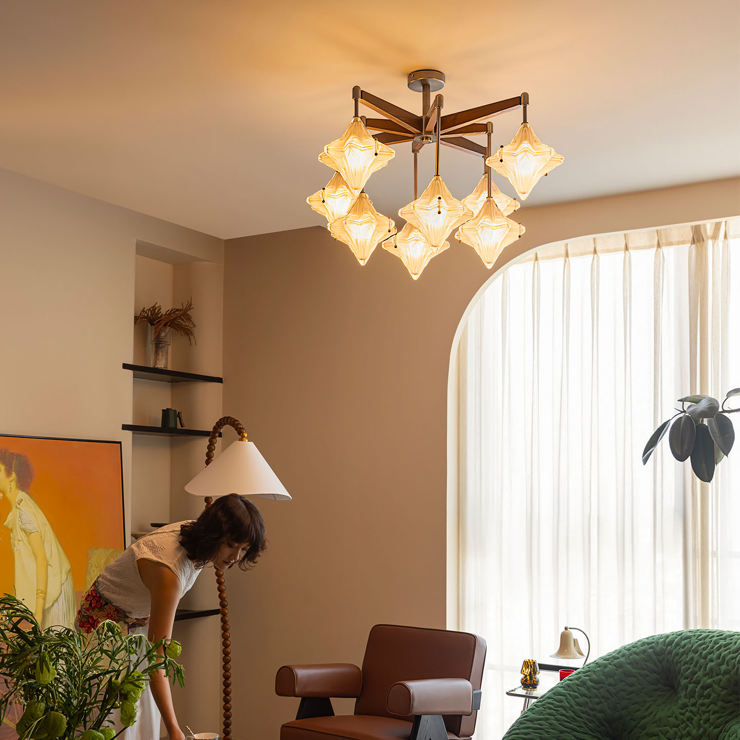 旭呈法式中古风星星吊灯客厅主灯