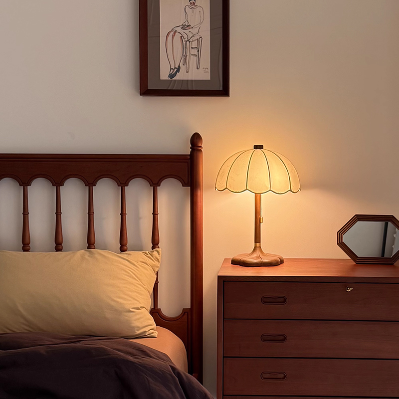 旭呈卧室床头法式复古实木台灯