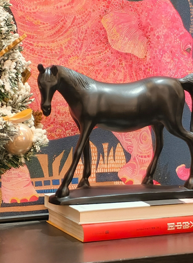 法式复古实木工艺品骏马摆件客厅卧室边柜茶室茶桌送礼装饰品马年