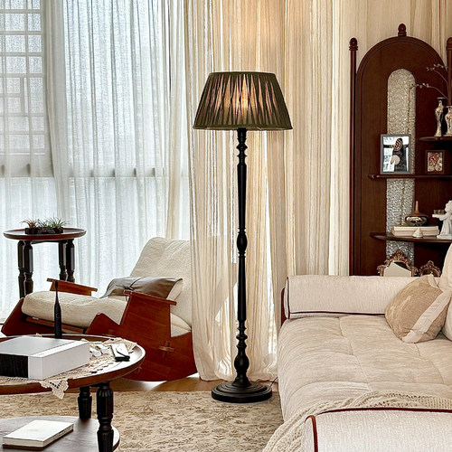 旭呈实木客厅简美落地灯中古风