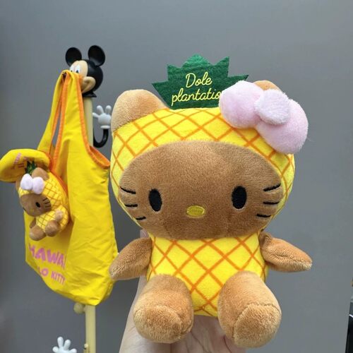 日本SHORPE黑皮kitty菠萝包挂件大容量可折叠购物袋收纳单肩手提