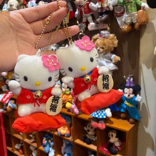 日本SHORPE中古招福招财kitty包挂饰可爱毛绒公仔挂件生日小礼物