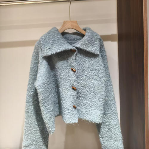 韩系翻领针织开衫女时尚百搭显瘦减龄毛衣外套