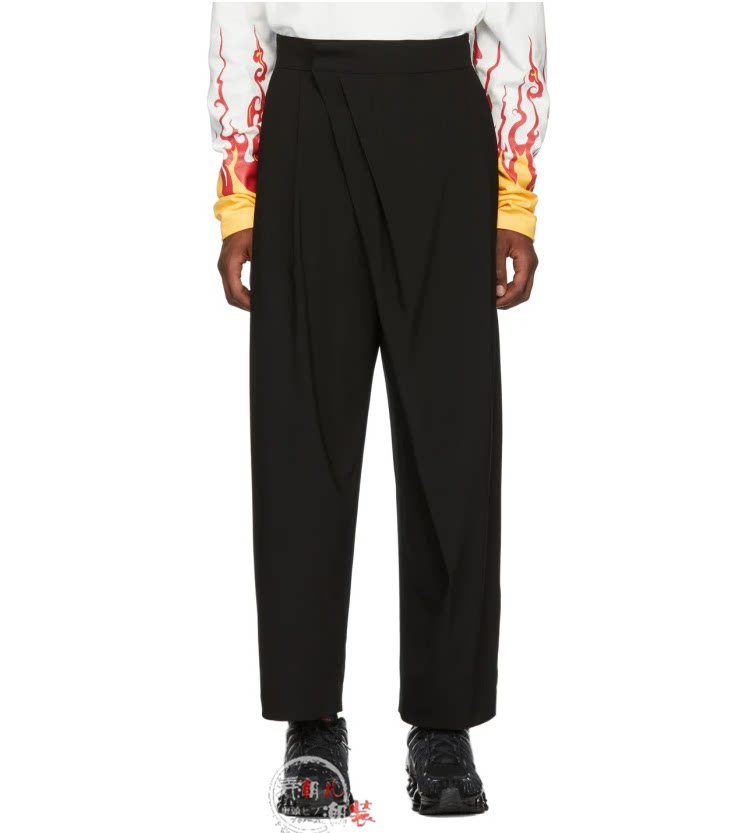 山本耀司yohji暗黑风男宽松不对称休闲阴阳阔腿裤不规则九分裤男