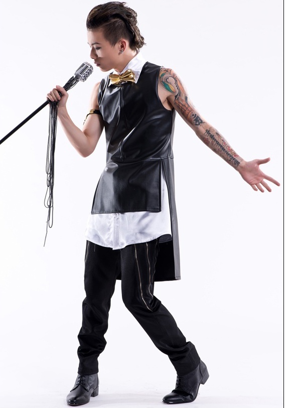 夜店演出服摇滚dj男歌手燕尾皮背心马甲夜场权志龙明星款舞台装潮