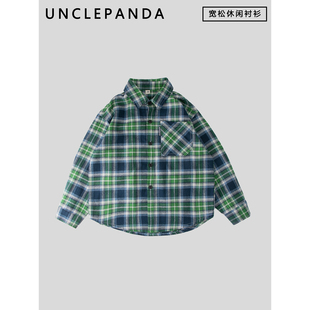 100%纯棉儿童格子衬衫中大童春秋款男童衬衣磨毛棉格子上衣外套潮