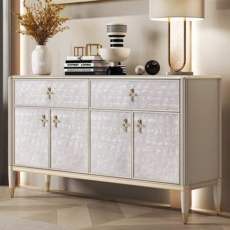 美式玄关柜轻奢高档贝壳装饰客厅隔断柜实木多功能储物带抽餐边柜