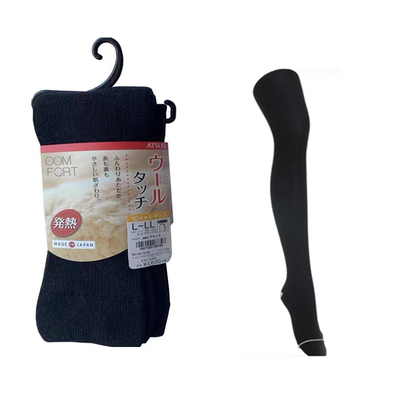 日本厚木羊毛袜保暖显瘦竖纹连裤