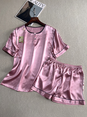 桑蚕丝素绉缎女士时尚简约睡衣夏