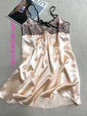 重磅100%桑蚕丝缎面丝绸睡裙女夏内搭短款 吊带裙蕾丝性感家居睡衣