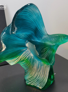 孔雀鱼琉璃家居装饰品全水晶摆件