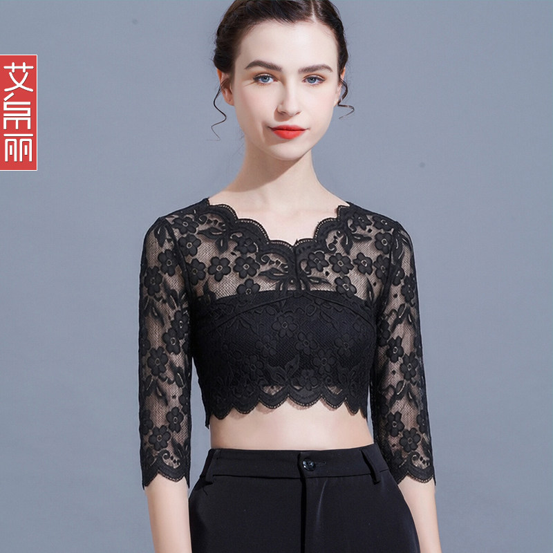 短款蕾丝上衣女轻奢高级感薄款图片