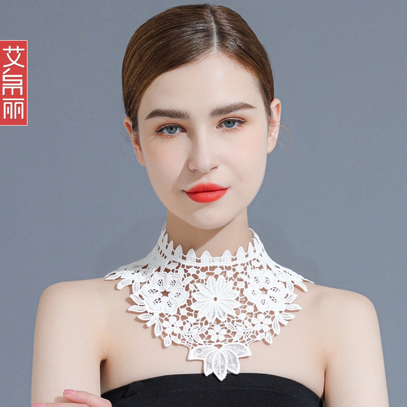 白色蕾丝假领子女镂空假衣领装饰