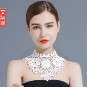 白色蕾丝假领子女百搭假领娃娃领蕾丝花边镂空假衣领装 饰围脖围巾