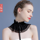 系带围巾护颈脖套女套头围脖防寒保暖蕾丝花边假领春夏防晒四季 款