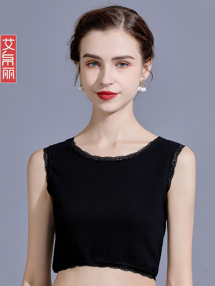 FALSE COLLAR WOMENS SHIRT AUTUMN AND WINTER VERSATILE BASE HALF-TRUNCATED CROPPED TOP FALSE COLLAR INNER SHIRT VELVET THERMAL VEST