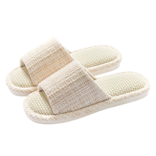 买一送一亚麻拖鞋女室内家居四季春秋情侣防滑棉麻居家布拖鞋男