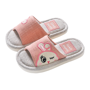 儿童亚麻拖鞋夏季男童室内防滑亲子宝宝春秋软底四季棉麻拖鞋女童