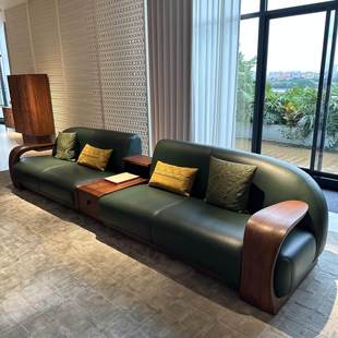 新中式轻奢实木沙发高端黑胡桃木会客设计师客厅家用异形沙发定制