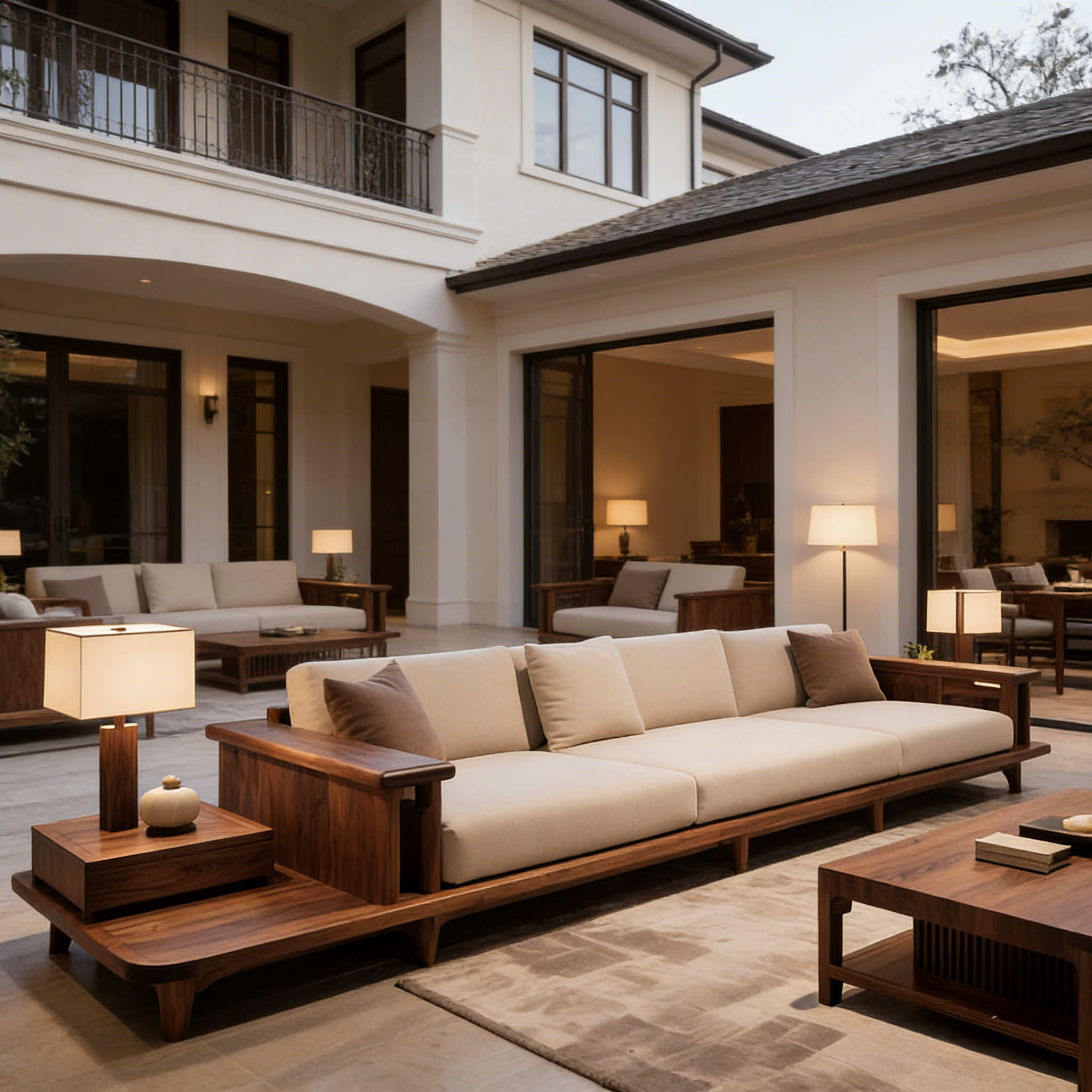 新中式胡桃木实木轻奢2025新款客厅直排三人沙发新款高端皮艺沙发