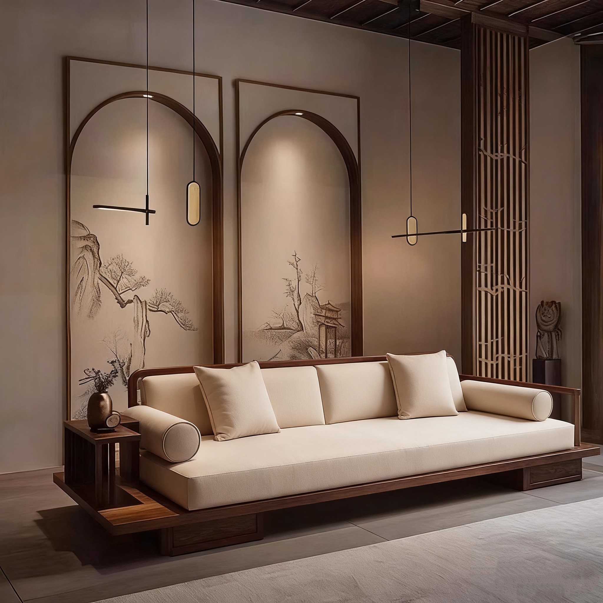 北美黑胡桃木直排沙发侘寂风2025新款高端简约客厅实木沙发小户型