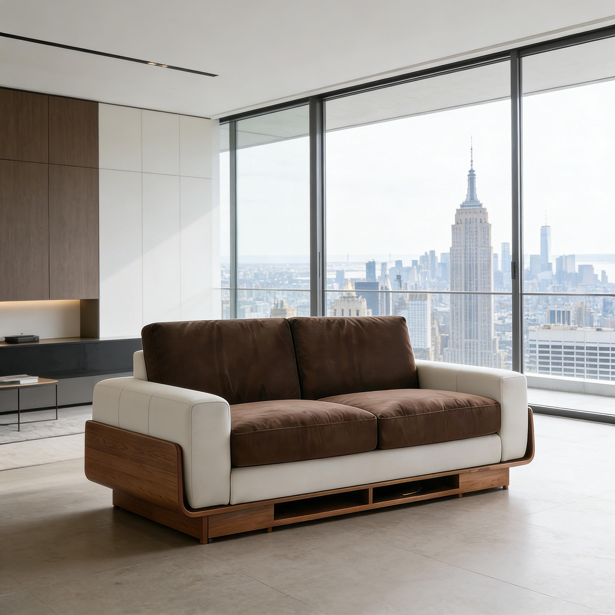 新中式极简胡桃木实木沙发客厅现代简约中古风家用沙发休闲区沙发