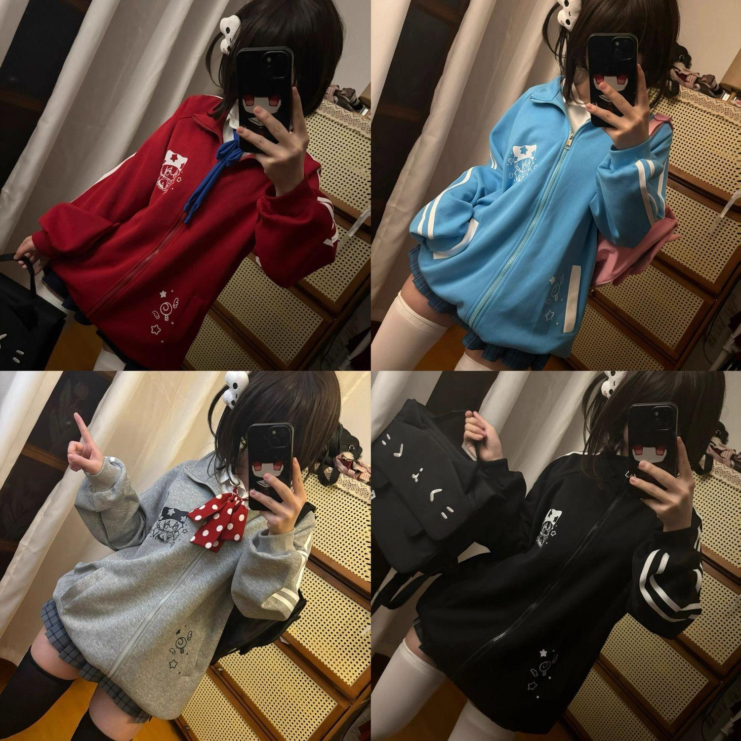 日系可爱猫咪连帽长袖卫衣