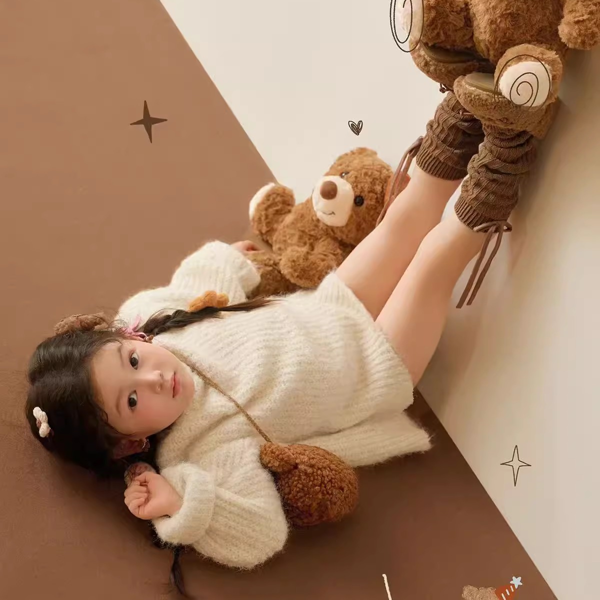 儿童摄影道具小童甜美亲肤针织衫风影楼主题套装周岁拍摄道具毛衣