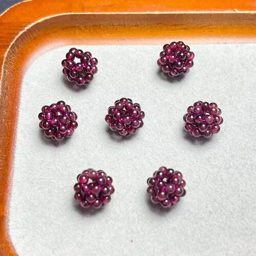 天然  石榴石 编织绣球 约11毫米 diy配饰简约百搭礼物